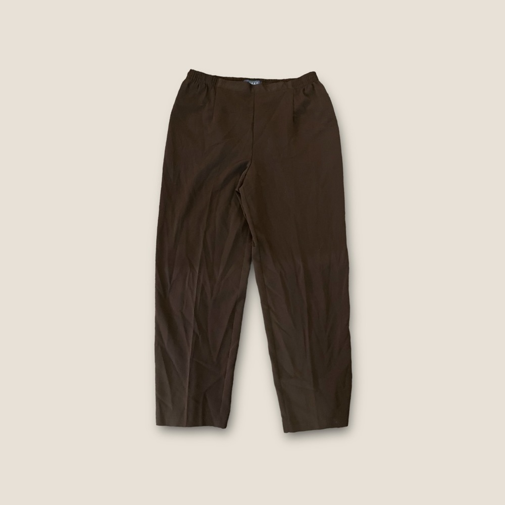 Koret Crinkle Trouser Pant High Rise Pull-On Tapered Brown 12P